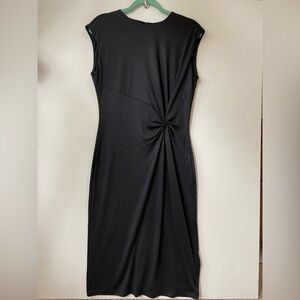H&M Draped midi length black dress size M. Like new